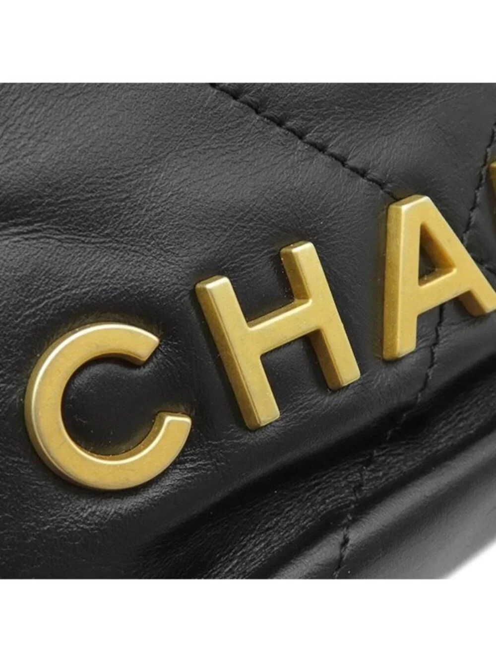 Chanel 2-Way Bag 22 Mini Handbag Calf Shiny Calfskin Black Vintage